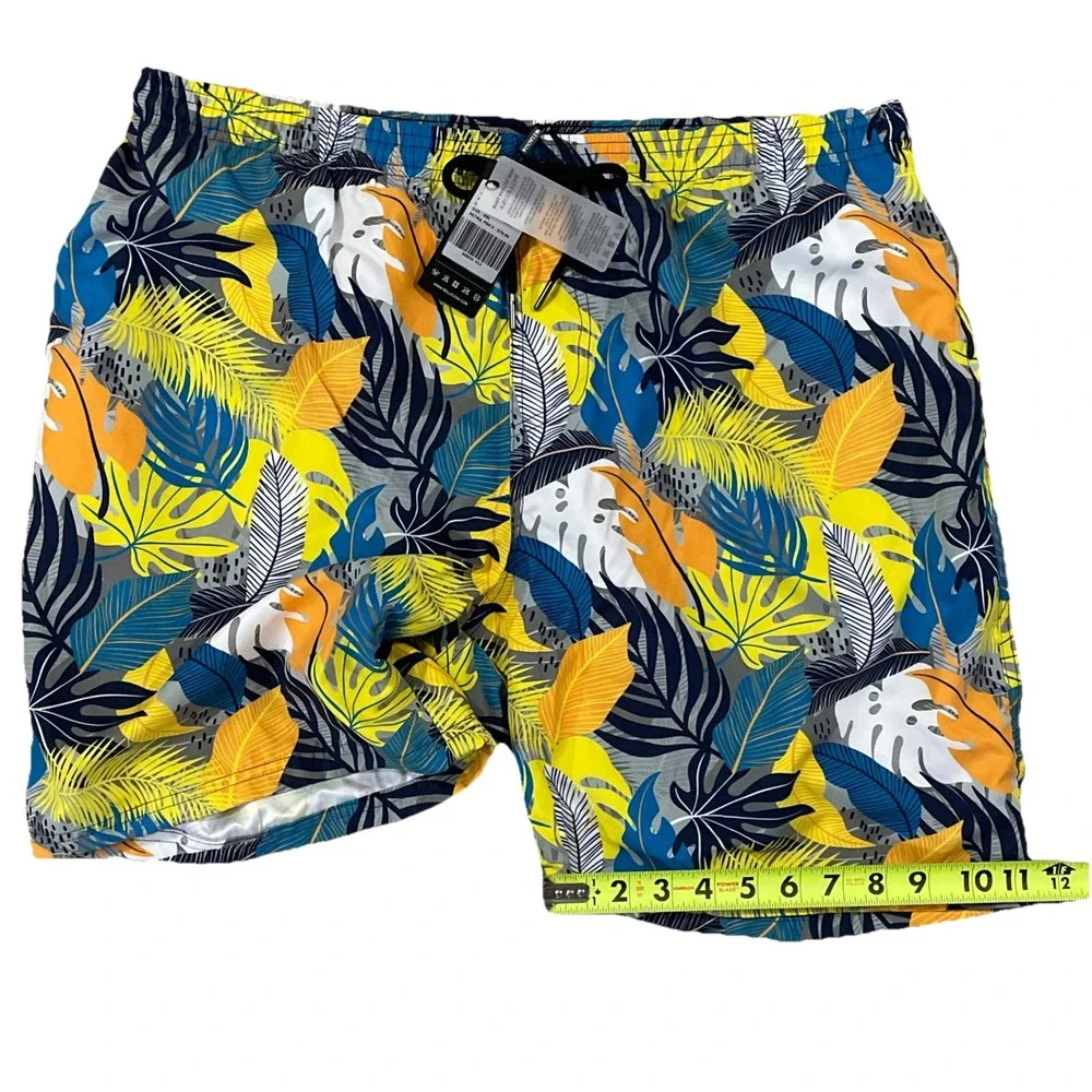 NWT Relleciga Hawaiian Lined 2XL Leaf Print Beach Shorts‎ 36